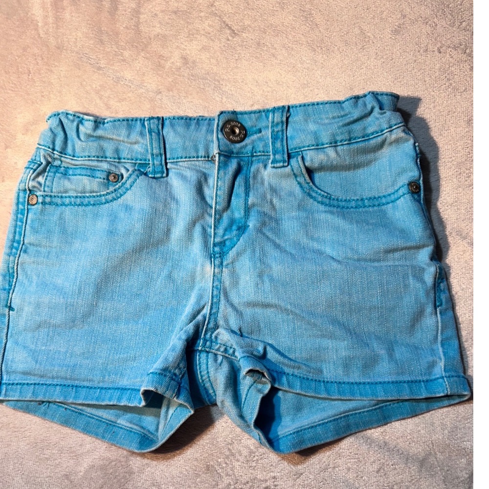 PSNY Aeropostale Girls Light Blue Denim Shorts Size 10 Adjustable Waist Stretch